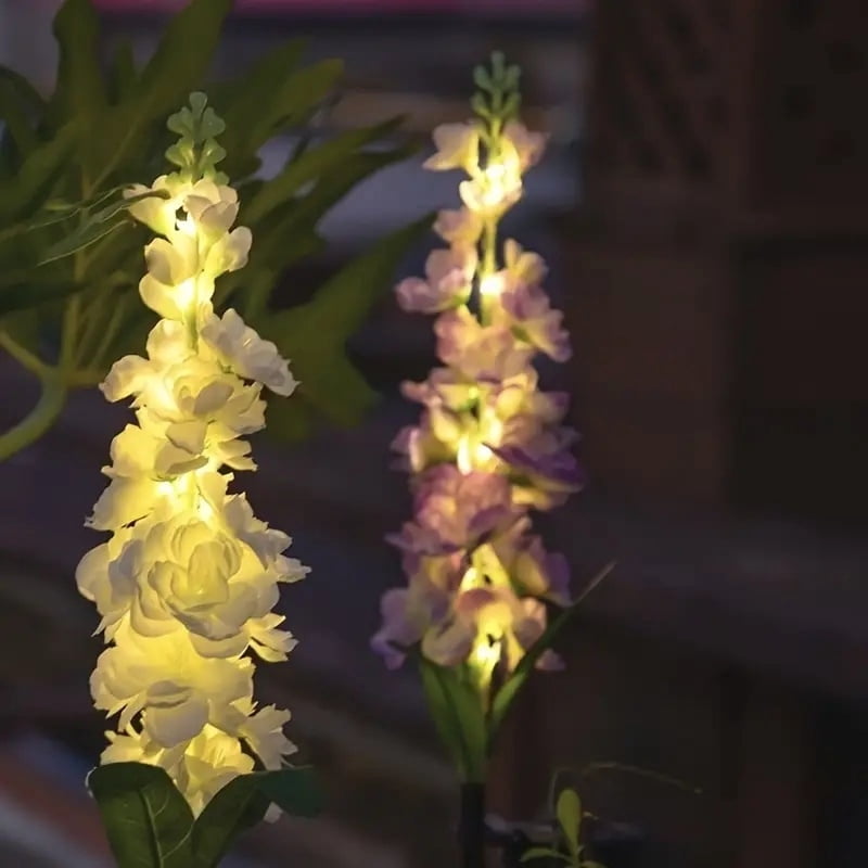4 Pack Solar Delphinium Flowers Lights, Solar Garden Lights, For Outside Wedding Party Garden Yard Patio Lawn Decor And Gift For Women