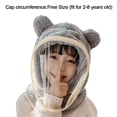 thumbnail image 2 of Winter Warm Thicken Ear Protection with Removable Mask Plush One-Piece Faux Fur Kids Hats Windproof Hat Cartoon Bear Warm Neck Ear Cap GRAY WITH MASK, 2 of 7