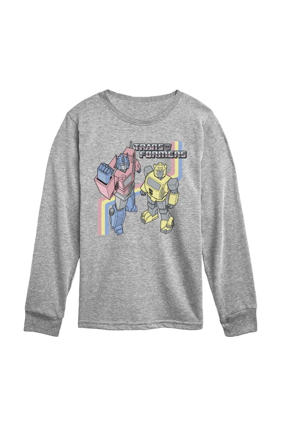 - Pastel Optimus and Bumble Bee - Youth Boys Long Sleeve Graphic T-Shirt