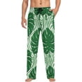 thumbnail image 3 of Men's Pajama Pants with Pockets Sleepwear Lounge Pants Stretch Casual Green Monstera Palm Tree Leaves, 3 of 6