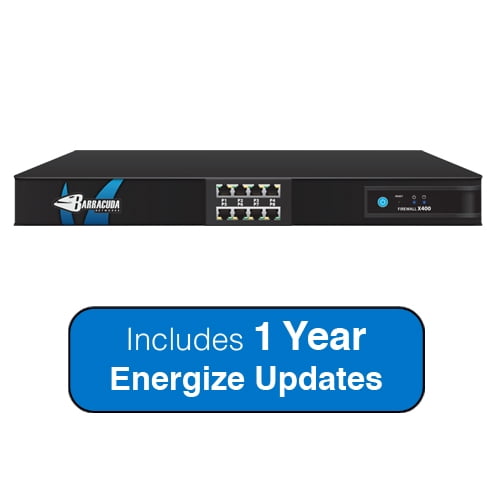 Barracuda Networks Next-Generation Firewall X400, 2.5 Gbps Firewall Throughput, 8 x GbE Ports with 1 Year Energize... by Barracuda Networks
