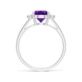 thumbnail image 2 of ANGARA Natural Pear 1.6 ct Amethyst Ring with Triple Diamond Accents in 14K White Gold for Women (Size-10x7mm) | February Birthstone, Anniversary, Jewelry Gift for Women | Natural Amethyst Ring, 2 of 11