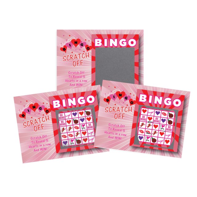 My Scratch Offs 26 Pack Valentine's Day Scratch Off Bingo Card Games for Adult, Raffle Ticket, Party favors, Classroom Rewards, Family Games