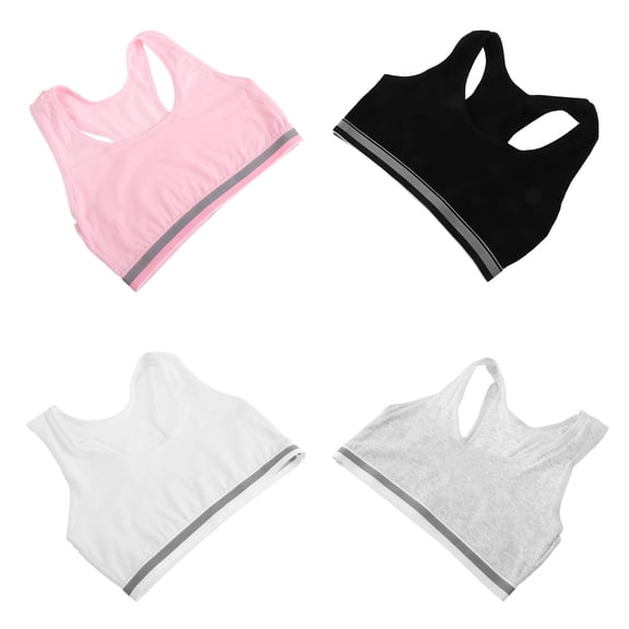 LOLIPPYY 4-Pack Cotton Sports Bras for Girls, Daily Wear with Training Support and Comfort