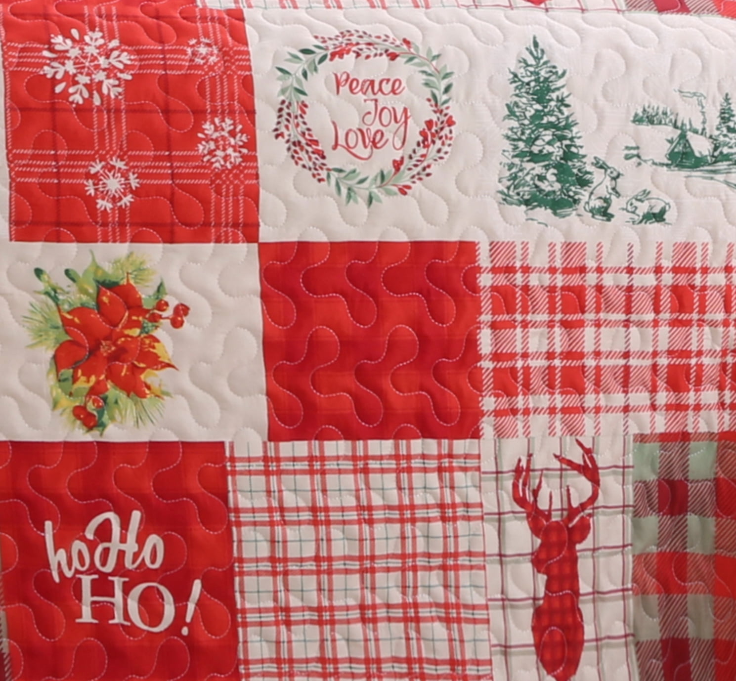 Harper Lane Holiday Patchwork Microfiber Quilt, King, Reversible (3 Count)