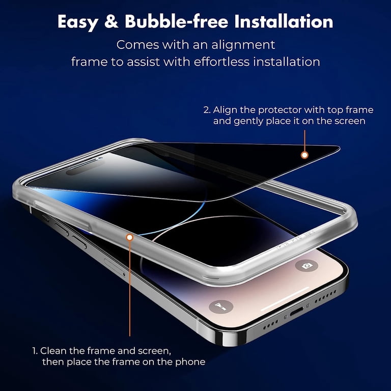 Privacy Screen Protector for iPhone 14 Pro Tempered Glass 2-Pack photo 7