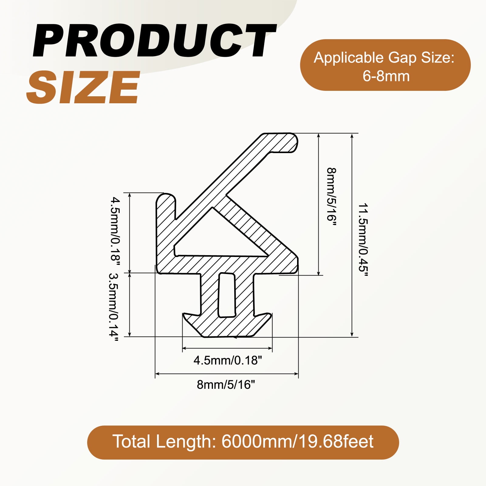 Uxcell Kerf Weather Stripping Seal Strip (19.68ft x 5/16") - P Shape Kerf Noise Reduction Rubber Flange Window Weatherstrip Seal for Door Frame Windows Card Slot, Black