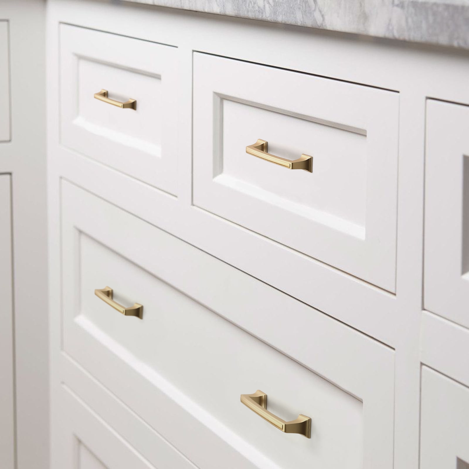 Goldenwarm Brushed Gold Cabinet Pulls 5inch Solid Kitchen Cabinet Handles 10 Pack