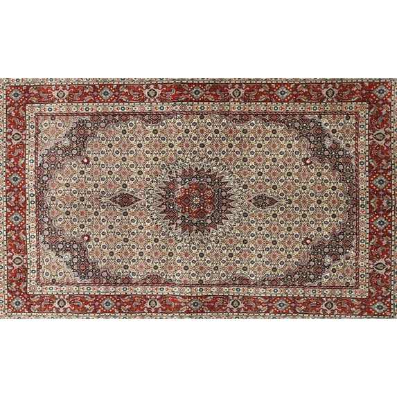 Ahgly Company Machine Washable Indoor Rectangle Traditional Light French Beige Brown Area Rugs, 7' x 9'
