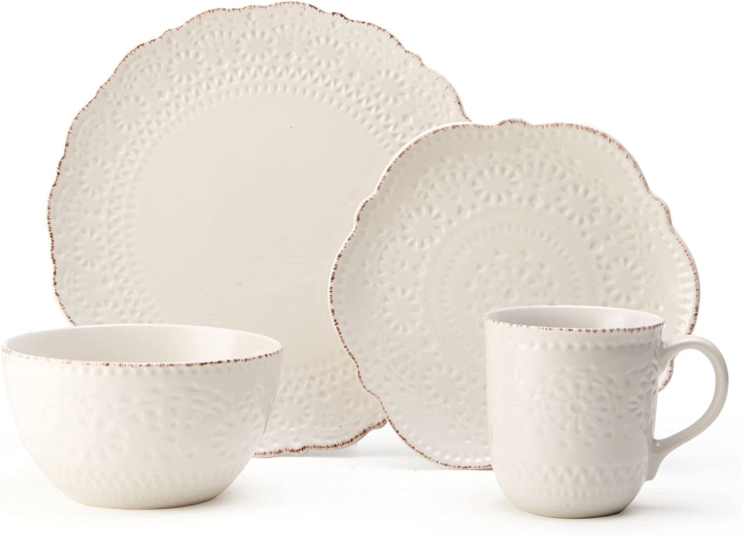 Chateau Cream 16Piece Stoneware Dinnerware Set, Service for 4, Off