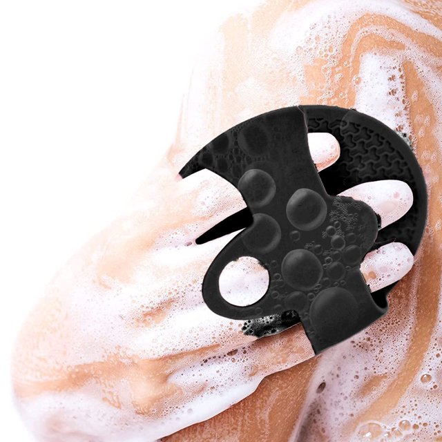 Silicone Bathing Brush, Soft Black Silicone Body Brush Round For Skin For Bathhouse