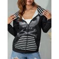 thumbnail image 5 of Women Hooded Coat Skull Stripe Printing Zip-Up Pockets Long Sleeve Tops Street Style Outerwear, 5 of 9