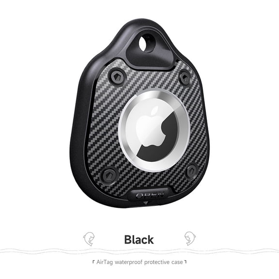 YUNOVA IP67 Waterproof AirTag Case, Carbon Fiber Texture 4-Screw Lock Protective Holder, Compatible with Apple AirTag, Shockproof for Keys Pet Collar Luggage