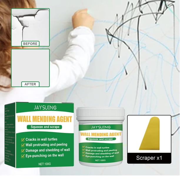 Wall Mending Agent White 100g | Quick Dry Wall Repair Paste | Crack Hole Patch Kit with Scraper & Nozzle | Strong Adhesion Water Resistant | Filler for Damaged Painted Plaster Drywall |