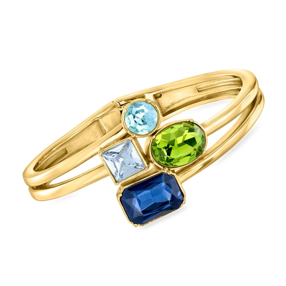 Ross-Simons 14kt Yellow Gold-Plated Bangle Bracelet With Simulated Tonal Blue and Green Gemstones, Women's, Adult