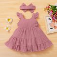 thumbnail image 3 of Robe de Princesse Sans Manches à Volants pour Filles Bébés Enfants Robes de Fête d'Été + Bandeau, 3 of 11