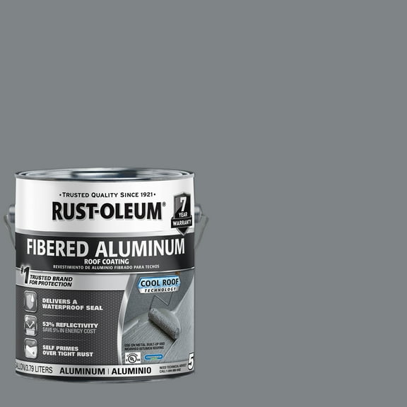 2 Pack, Bright Aluminum, Rust-Oleum 580 Fibered Aluminum Roof Coating - 301907, Gallon