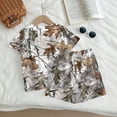 thumbnail image 4 of Grblisyd Girls 2 Piece Summer Outfit Maple Leaf Print Short Sleeve Crew Neck Camo Tops and Elastic Waist Shorts Sweatsuits Size 8, 4 of 6