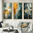 thumbnail image 1 of Designart "Comfort in Glory Blue Abstract Expressionism III" Abstract Painting Framed Wall Art Set Of 3 - Blue Modern Frame Canvas Set For Living Room Decor, 1 of 6