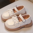 thumbnail image 6 of ITSAME Girls Platform Loafers, Round Toe Cute Bow Adjustable Strap Kids Fashion School Uniform Dress Shoes Beige 11(Little Kids), 6 of 9