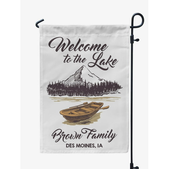 Printtoo White Welcome To The Lake Outdoor Camping Flags Personalized Outdoor GardenFlagsCamp Decor Accessory Double SidedFlags12.5x18 Inches