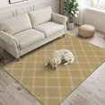 thumbnail image 2 of Beige Diagonal Plaid Washable Area Rug 3 x 5 ft Modern Crosshatch Lines Argyle Geometric Soft Non‑Slip Rugs Stain Repellent Indoor Mats for Entry Foyer, Apartment Living Corner Dining Nook, 2 of 9