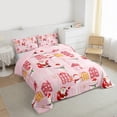thumbnail image 3 of Feelyou Kawaii Santa Claus Full Size Comforter Sets for Child, Pink Christmas Stars Bedding Comforter Set, Happy New Year Reversible Bedding Sets, Super Cozy Room Decor, 3 Pieces, 3 of 8