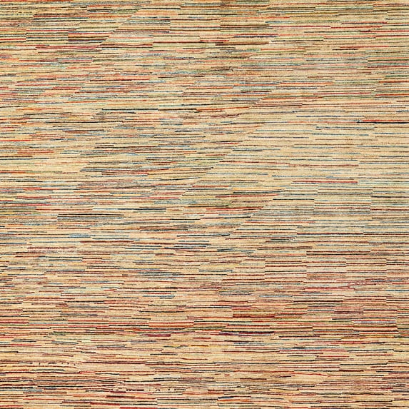 Ahgly Company Indoor Square Abstract Brown Gold Oriental Area Rugs, 7' Square