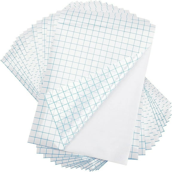 PVC Clear Self-adhesive Transfer Film Rectangle with Tartan Pattern Deep Sky Blue 305x200x0.1mm