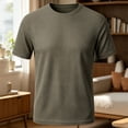 thumbnail image 2 of Men's Short Sleeve T-Shirt Ice Silk Polyester Moisture Wicking Cool Touch Casual Daily Summer Breathable Vacation Beach Travel Streetwear | Zenithor,Khaki M, 2 of 6