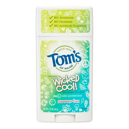 Tom's of Maine Wicked Cool Girl's Deodorant Stick, Summer Fun, 2.25 (Best Natural Deodorant For Kids)