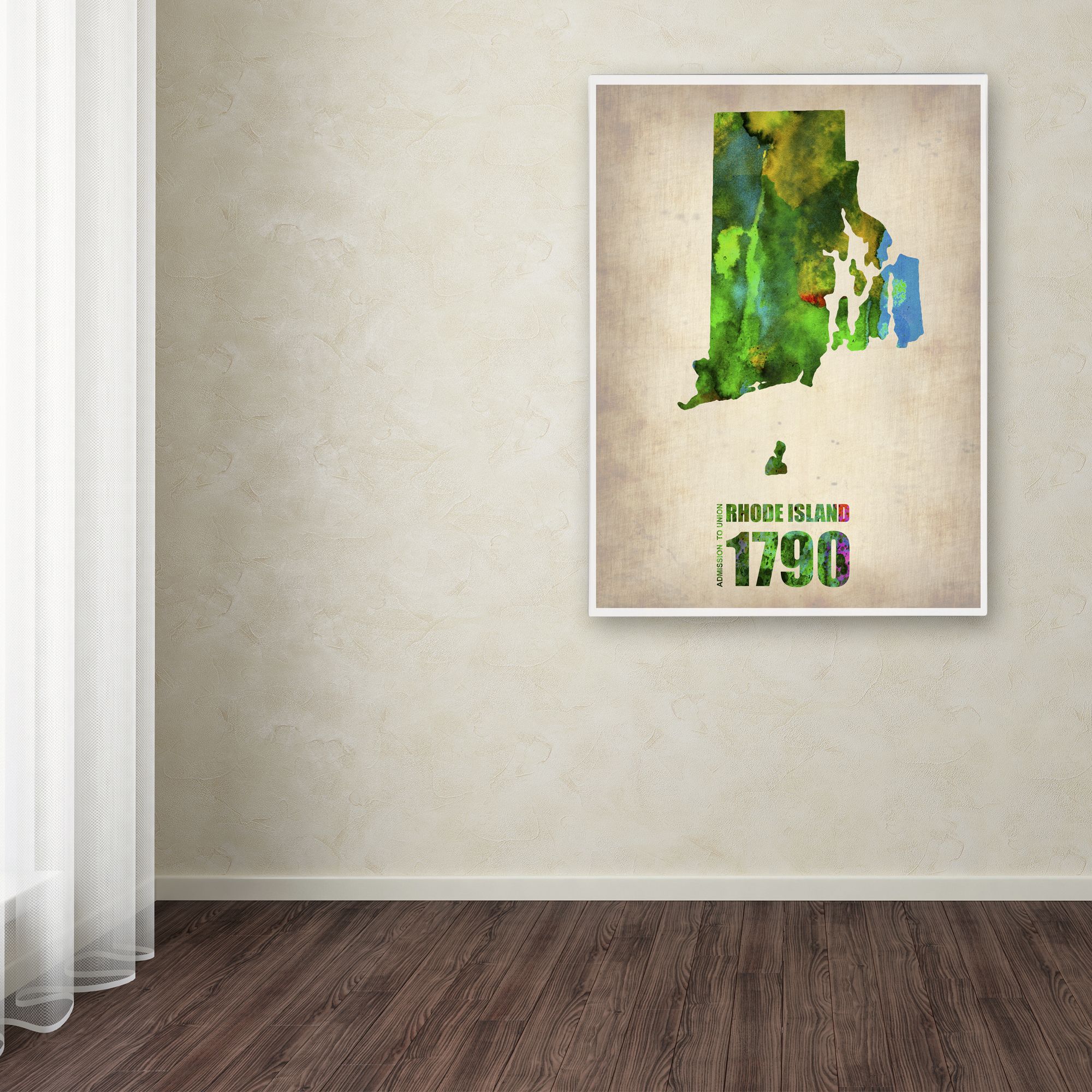 Trademark Fine Art 'Rhode Island Watercolor Map' 35" x 47" Canvas Art (ALI0164-C3547GG)