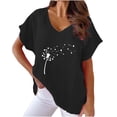 thumbnail image 1 of Birdeem Blouses pour Femmes T-Shirt Décontracté Imprimé Col en V Manches Courtes, 1 of 12