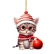 thumbnail image 1 of Colgante de árbol de Navidad con gato bonito con gorro de Papá Noel Colgante para coche Colgante para bolso Colgante plano de acrílico 2D con árbol de Navidad, 1 of 8