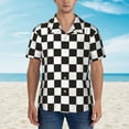 thumbnail image 4 of Goofa Black and White Checkerboard Hawaiian Shirt for Men, Unisex Summer Beach Casual Short Sleeve Button Down Shirts,Aloha Tropical Floral print shirt-Large, 4 of 9