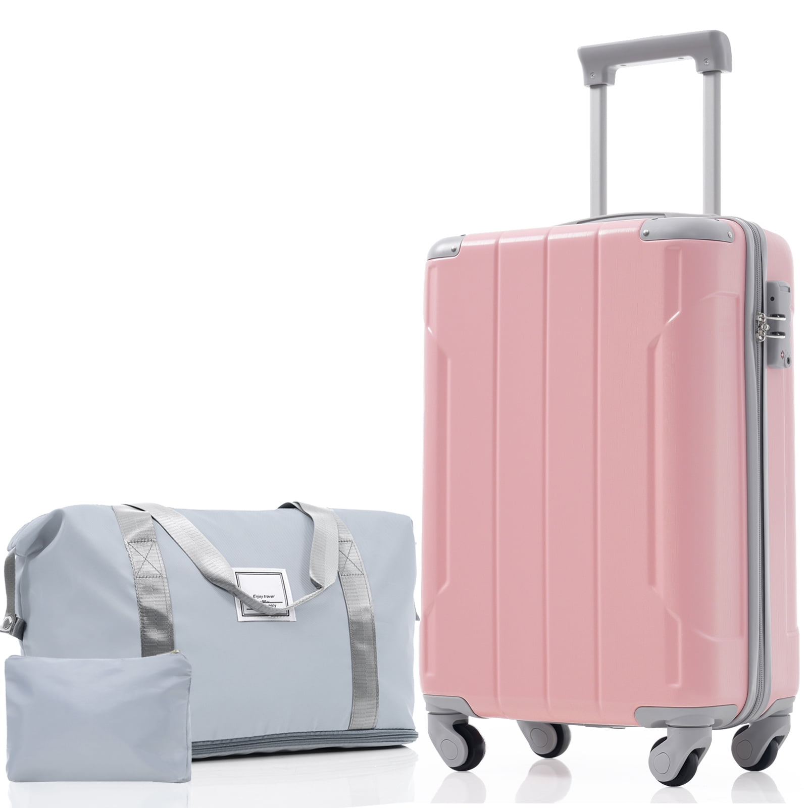 Euroco 20" Carry On Luggage Set 3 Piece,ABS Hardshell Lightweight Suitcase with Spinner Wheels & TSA Lock,Airline Approved Suitcase set for Weedend Getaways,Business Travel,Pink Lady