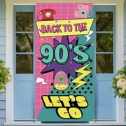 Back to the 90's Door Banner | 90s Retro Party Decorations for Men Women | 90's Hip Hop Birthday Door Backdrop Party Supplies | Back to the 90s Door Cover Photo Booth Props Decor Sign | 3 x 6 ft