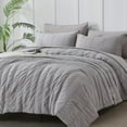 thumbnail image 6 of Davulos Comforter Set King Size Grey 7 Pieces Boho Striped Bed in a Bag Shabby Chic Bedding Comforter Sets Microfiber Tufted Bed Set for All Season, 6 of 7
