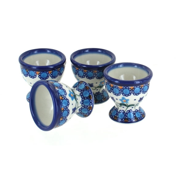 Blue Rose Polish Pottery Savannah 4PC Egg Cup Set