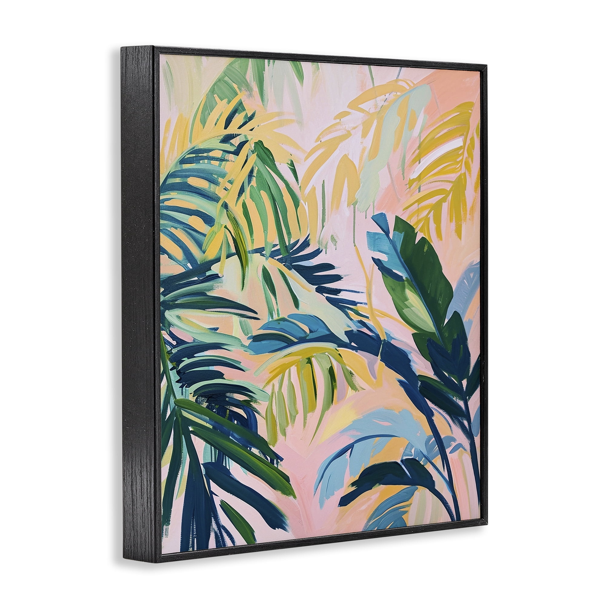 Stupell Industries Tropical Leaf Impressions Botanical & Floral Painting Black Framed Art Print Wall Art, 11 x 14