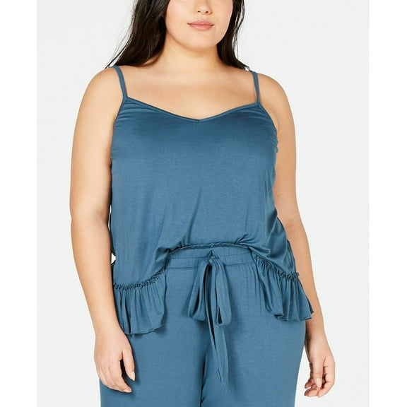 Inc Ultra Soft Plus Knit Ruffle Flounce Pajama Top Blue- 2x