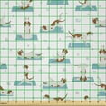 thumbnail image 2 of Ambesonne Dog Print Fabric by the Yard Microfiber, Funny Beagles Doing Yoga, 3 Yards, Sky Blue and Pale Caramel, 2 of 2