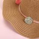 thumbnail image 4 of Sombrero de sol azul para niñas y niños, sombrero de paja de verano y bolsa con adorno de flores, conjunto de viaje para senderismo en la playa, 4 of 5