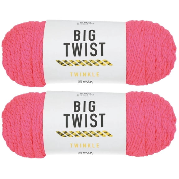 Fun Express Hot Pink Twinkle Medium Weight Acrylic Yarn - 2 Skeins