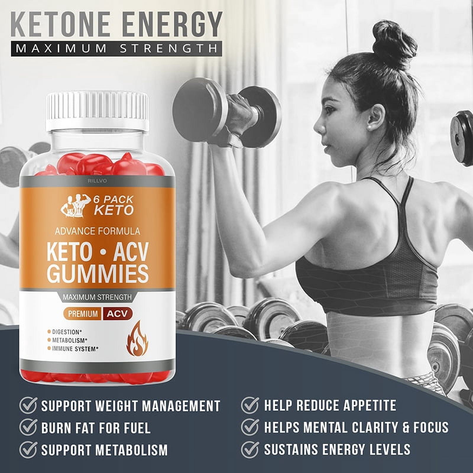 (3 Bottles) 6 Pack Keto ACV Gummies Advanced Formula 6 Pack Keto Gummies (180 Gummies)