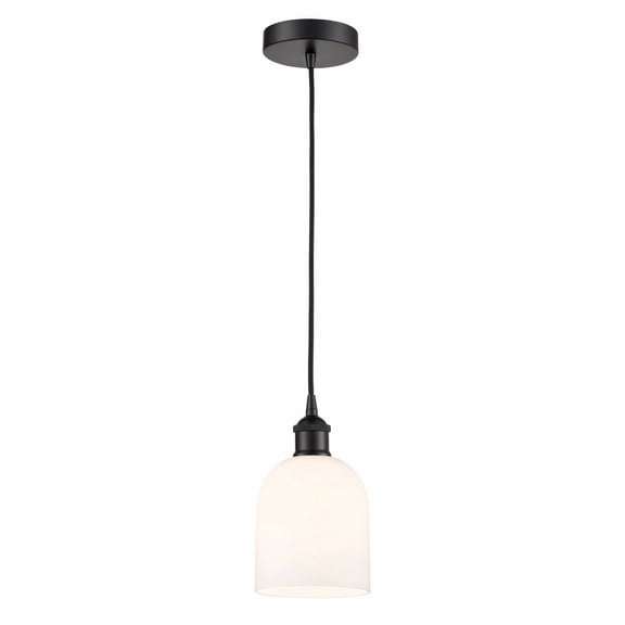 616-1P-BK-G558-6GWH Innovations Lighting Bella - 1 Light Cord Hung Mini Pendant In Industrial Style-9.5 Inches Tall and 5.5 Inches Wide-Matte Black