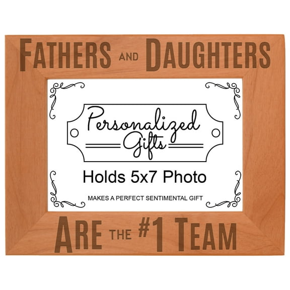 ThisWear New Dad Gifts Fathers Daughters Are #1 Team Wood Laser 5x7 Landscape Picture Frame