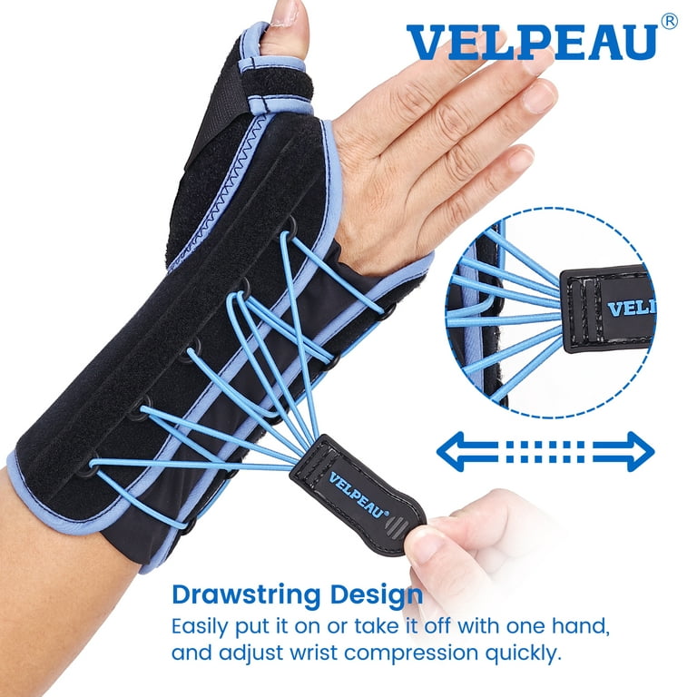 VELPEAU Wrist Brace with Thumb Spica Splint (Left Hand, Large) 