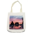 thumbnail image 1 of National Parks Tote Bag, Sunrise in Slow Moving Stream Pinky Soft Colored Misty Skyline Mystic Beach, Cloth Linen Reusable Bag for Shopping Books Beach and More, 16.5" X 14", Cream, by Ambesonne, 1 of 2