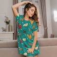 thumbnail image 3 of Lsque Cute Hens And Rooster Pattern Nightgowns for Women Sleep Shirts Short Sleeve Nightshirt Pullover Nightdress Soft Sleepwear Relaxed Fit Nightdress, 3 of 6
